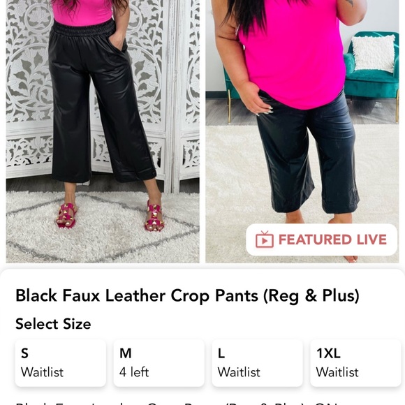 First Love Pants - Brand new faux leather crops size medium